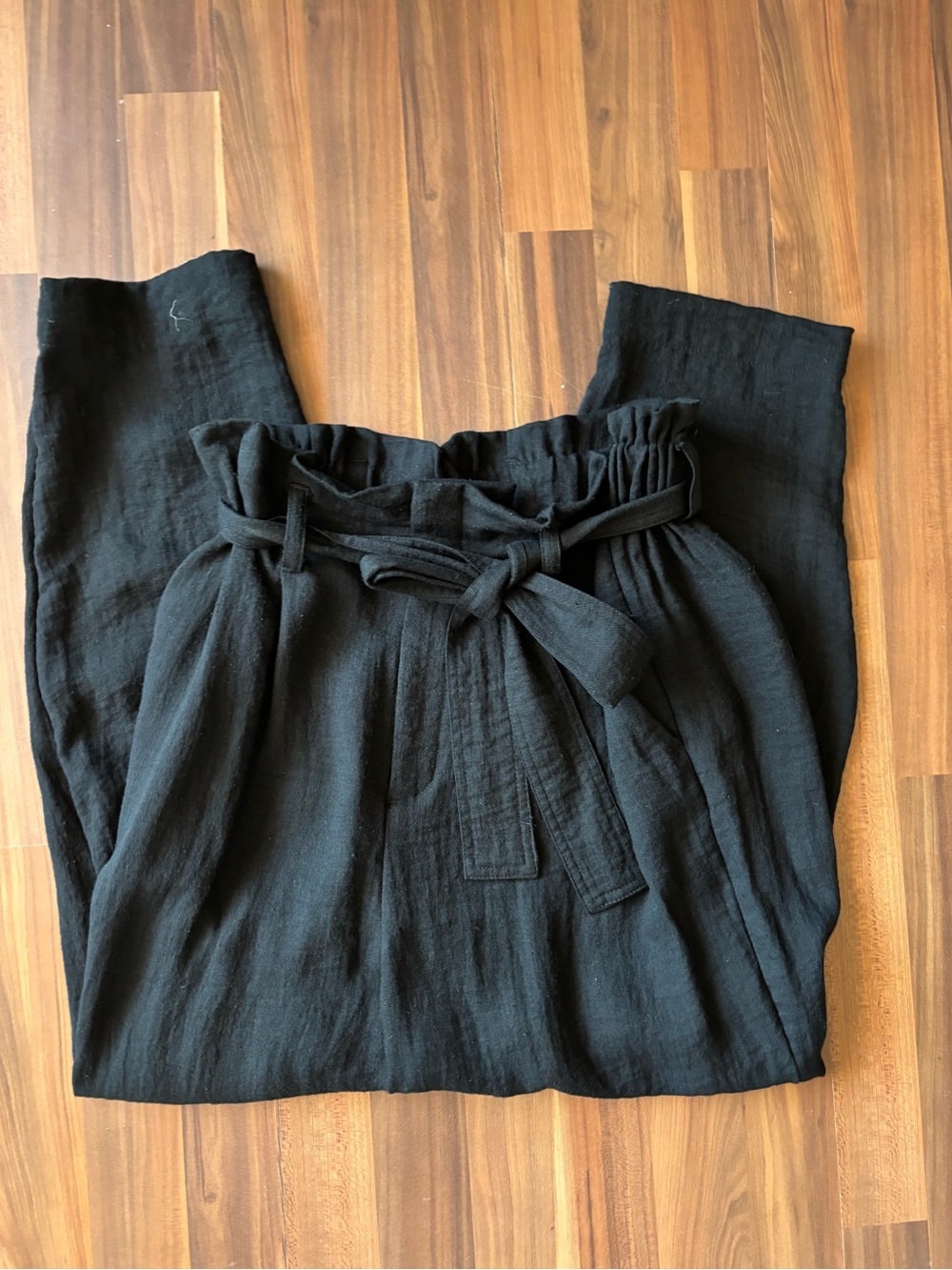 A New Day High-Waist Paperbag Trousers with Tie Belt - Black